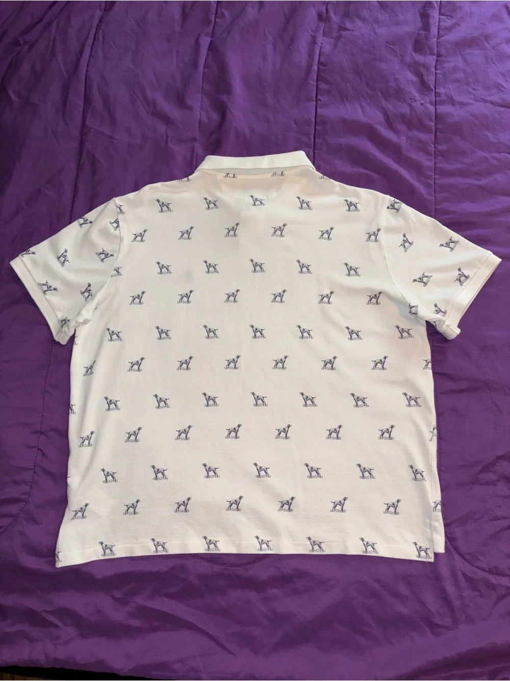 Polo by Ralph Lauren White Short-Sleeve Polo with Blue Dog Motif